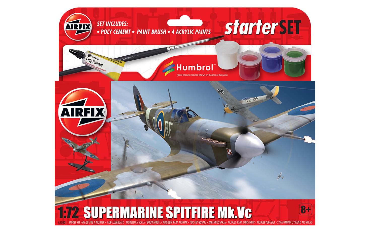 Airfix 1/72 Small Starter Set Supermarine Spitfire MkVc (A55001)