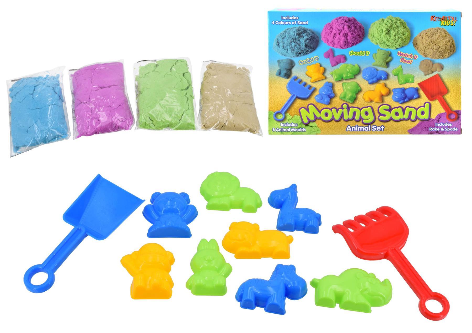 Kinetic Moving Sand Animal Set With 8 Animal Moulds