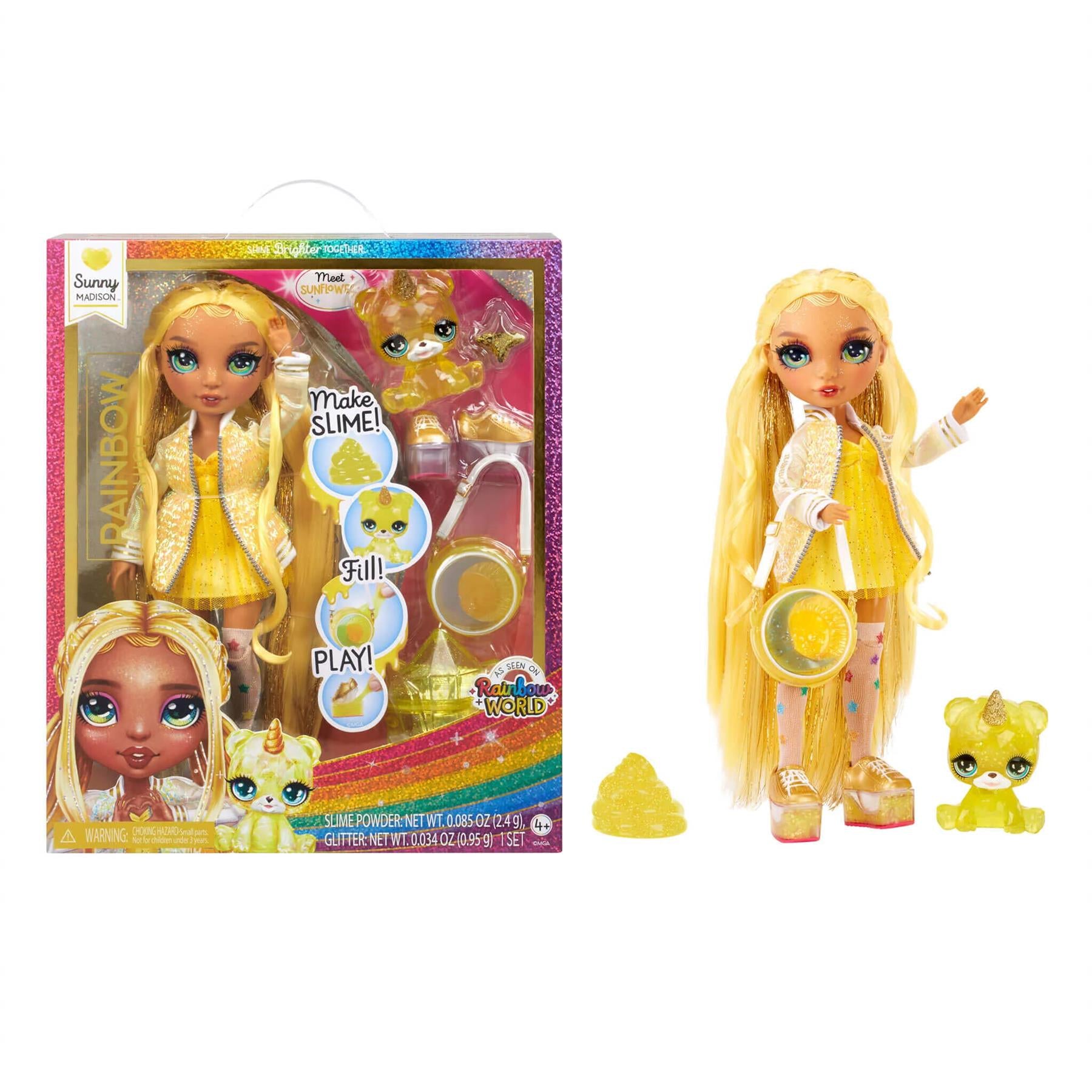 Rainbow High Sunny (Yellow) 11" Doll with Slime Kit & Pet