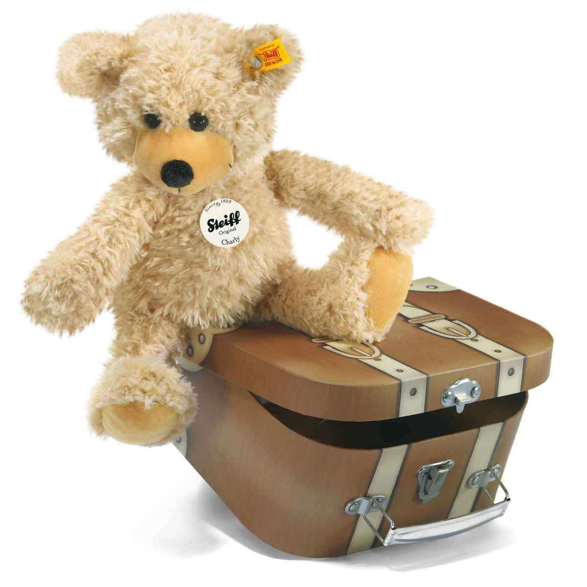 Steiff 30cm Beige Charly Dangling Teddy Bear in Brown Suitcase