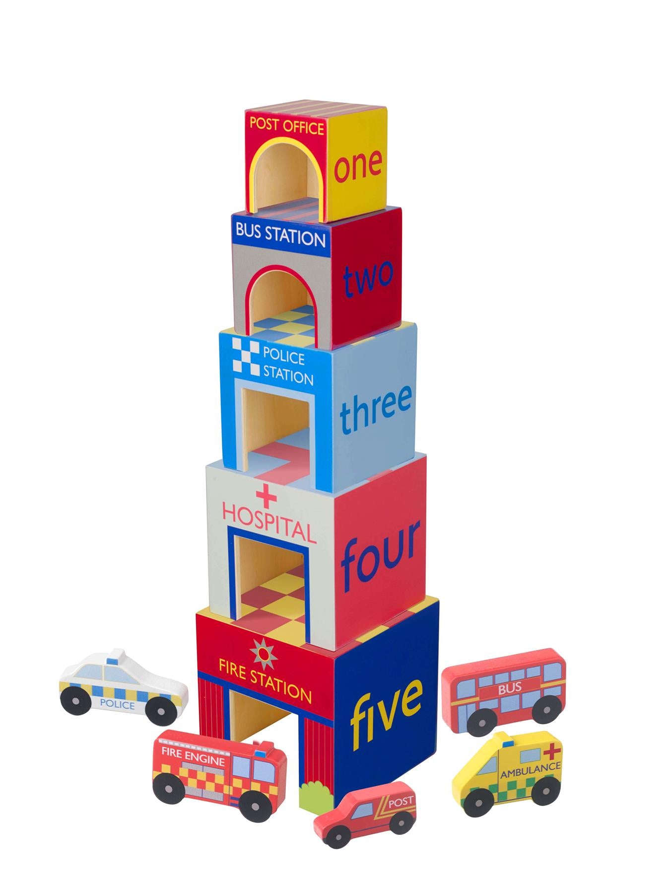 Orange Tree Toys Emergency Services Wooden Stacking Cubes