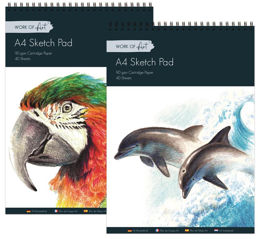 A4 Premium Quality Artists Sketch Pad with 40 Sheets of 90gsm Paper