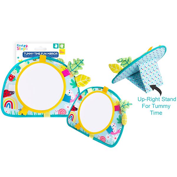 Baby's Fun and Colourful Tummy Time Mirror with Up-Right Stand