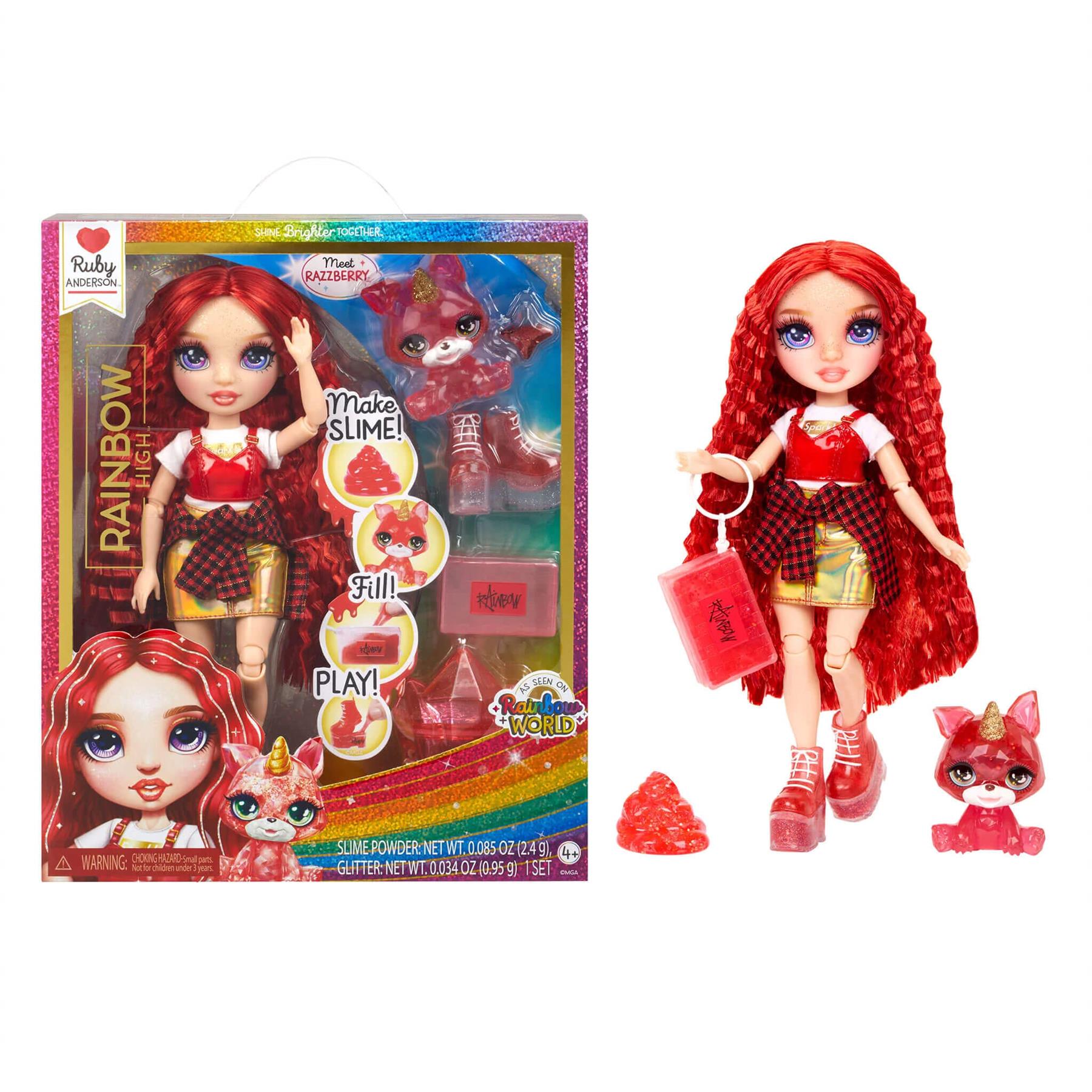 Rainbow High Ruby (Red) 11" Doll  with Slime Kit & Pet