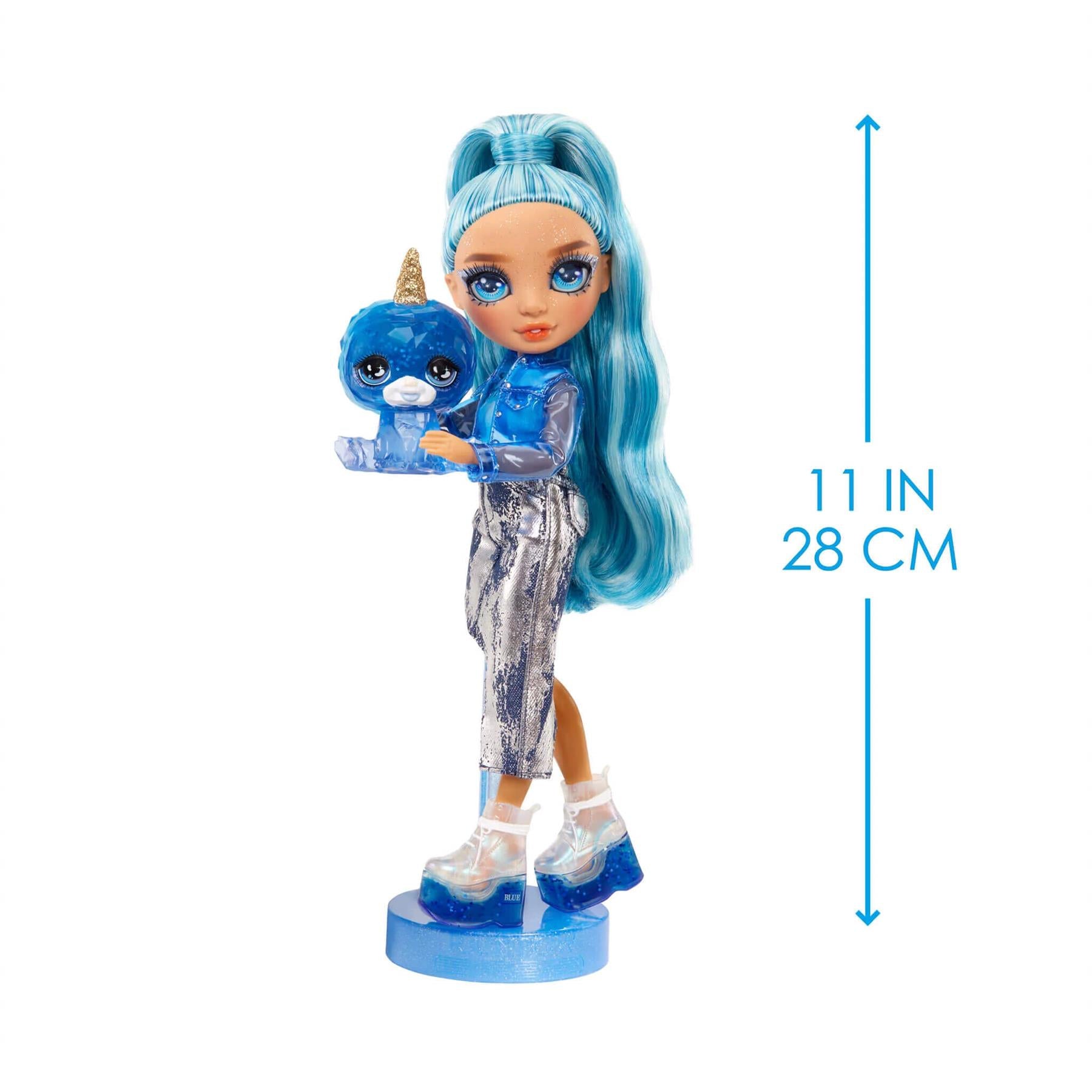 Rainbow High Skyler (Blue) with Slime Kit & Pet - Blue 11” Shimmer Doll with DIY Sparkle Slime