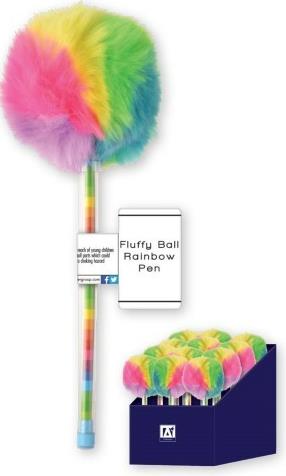 Children's Super Fun Rainbow Fluffy Pom Pom Pen (single)