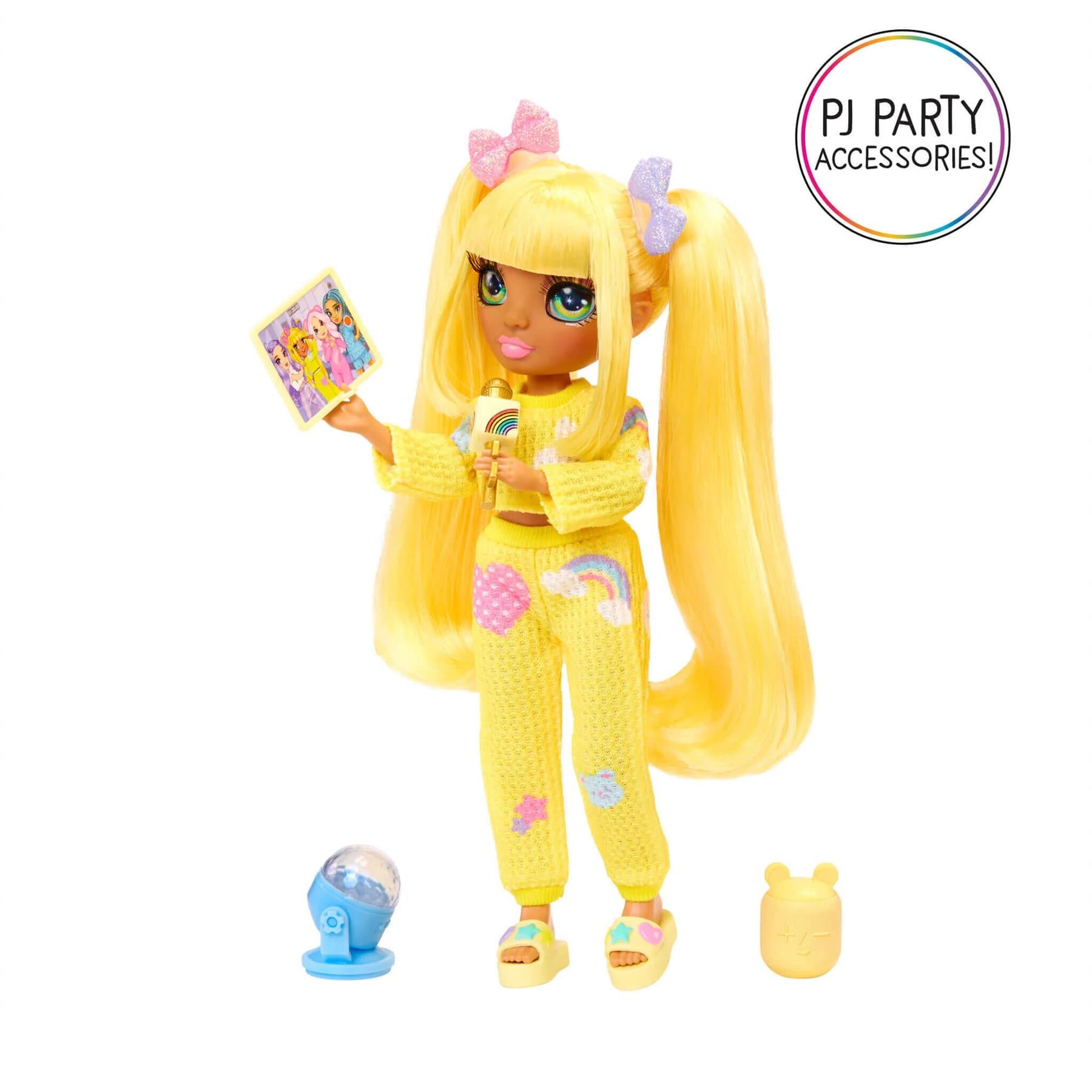 Rainbow High Junior High PJ Party Sunny (Yellow) 9” Posable Doll in a Yellow PJ Set