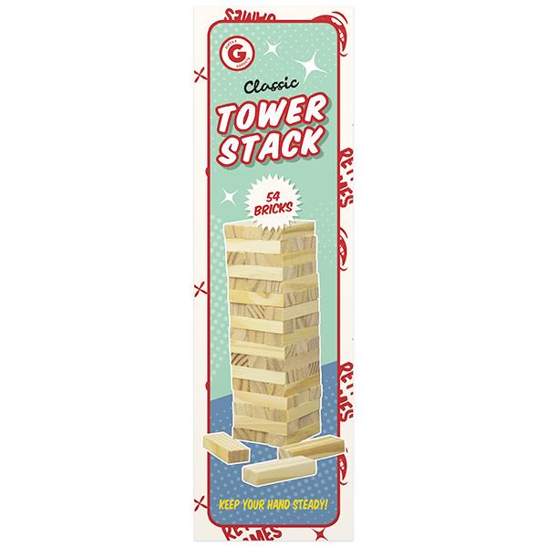 Travel Sized Classic Wooden Tower Stacking Game with 54 Bricks