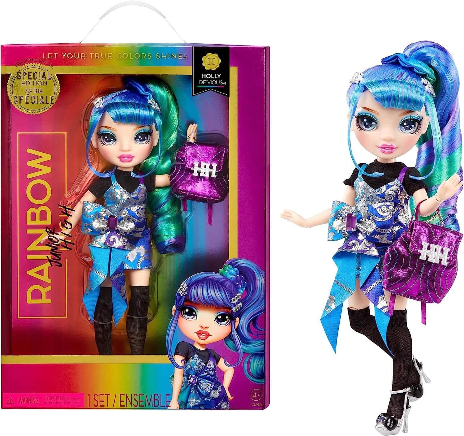 Rainbow High Jr High Special Edition Holly De’Vious - 9" Blue and Green Posable Fashion Doll