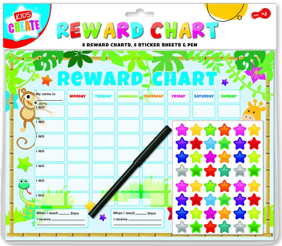 Children's Fun Jungle Themed Reward Chart with Stickers and Pen