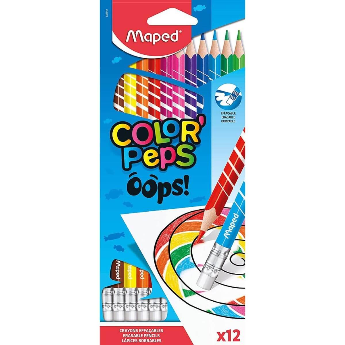 Maped Colour'Peps Oops Erasable Colouring Pencils x 12