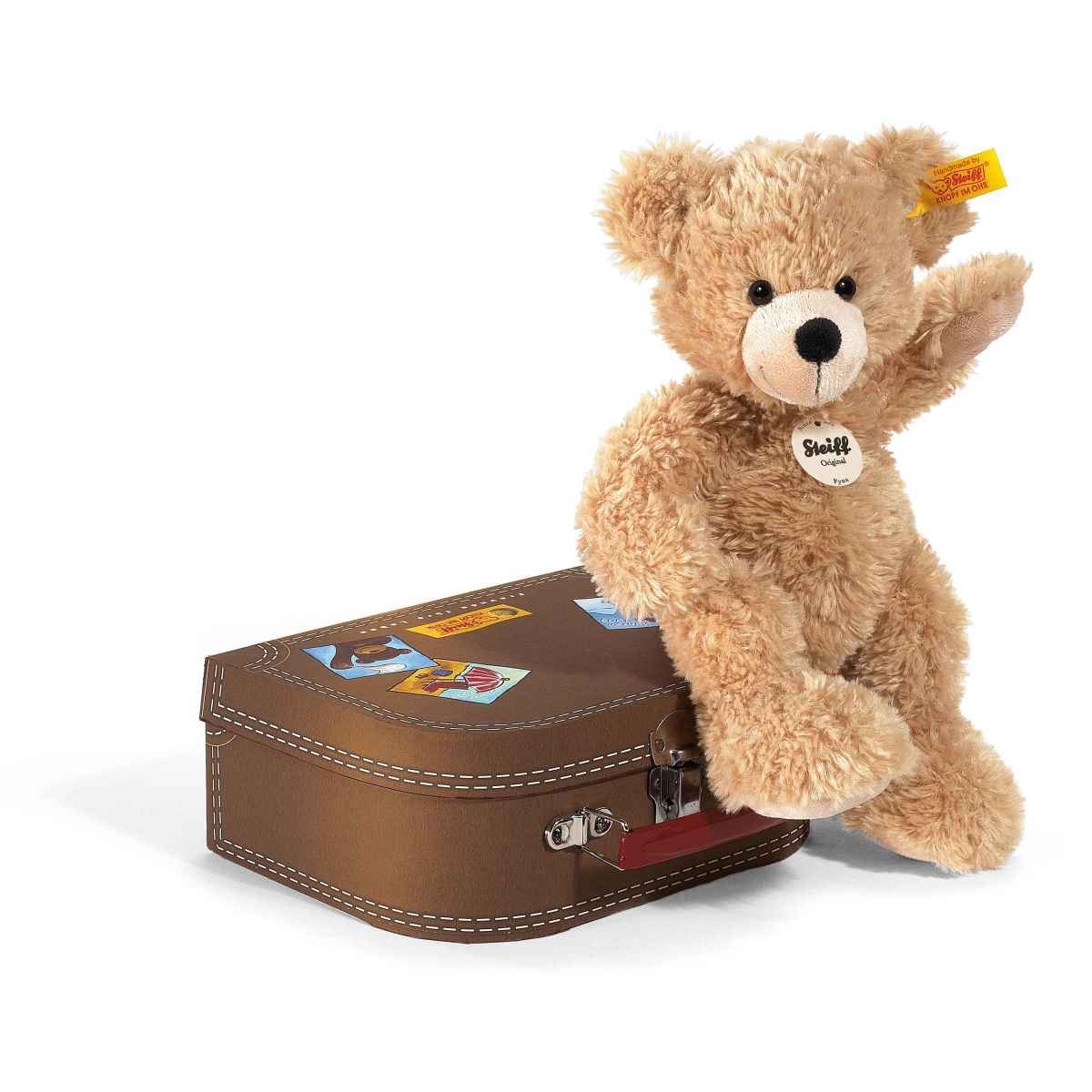 Steiff 28cm Beige Fynn Teddy Bear in Brown Suitcase