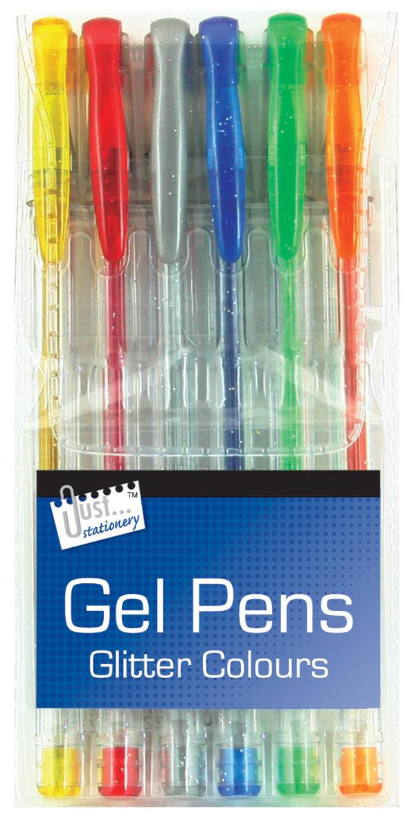 Children's Fun Pack of 6 Vibrant Colour Glitter Gel Pens